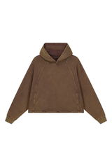 Women's Fall Vintage Washed Raw Hem Crop Boxy Hoodie