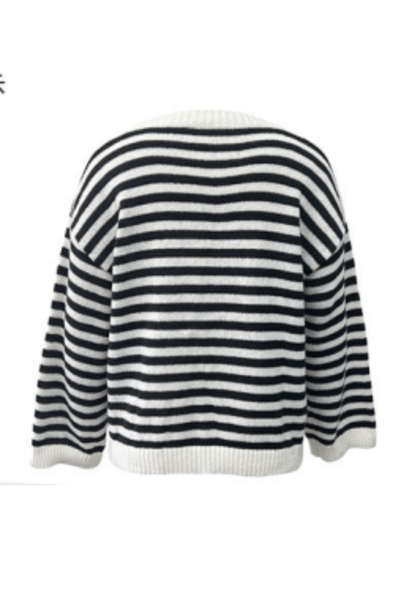 Women's Fall/Winter Knit Striped Knit Color Block Sweater