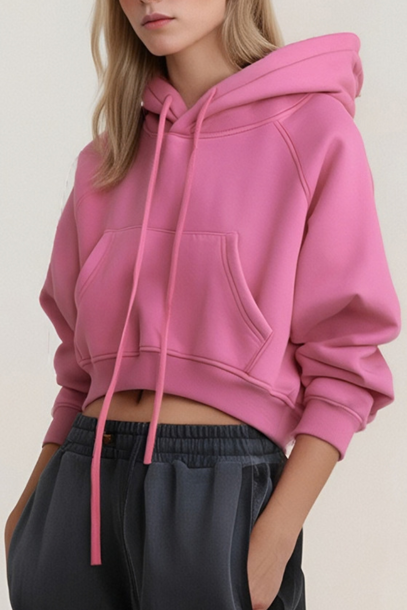 Women's Washed Short Hooded Sweatshirt