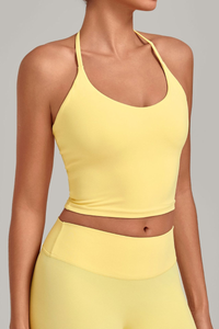 Women’s Athletic Halter Neck Padded Cropped Yoga Tank Top