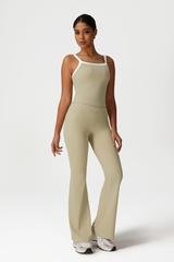 Women High-Waisted Bootcut Butt-Lifting Yoga Set: Vest + Flared Pants
