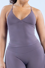 Women's Athletic Twist-Front Cross-Back V-Neck Tank Top