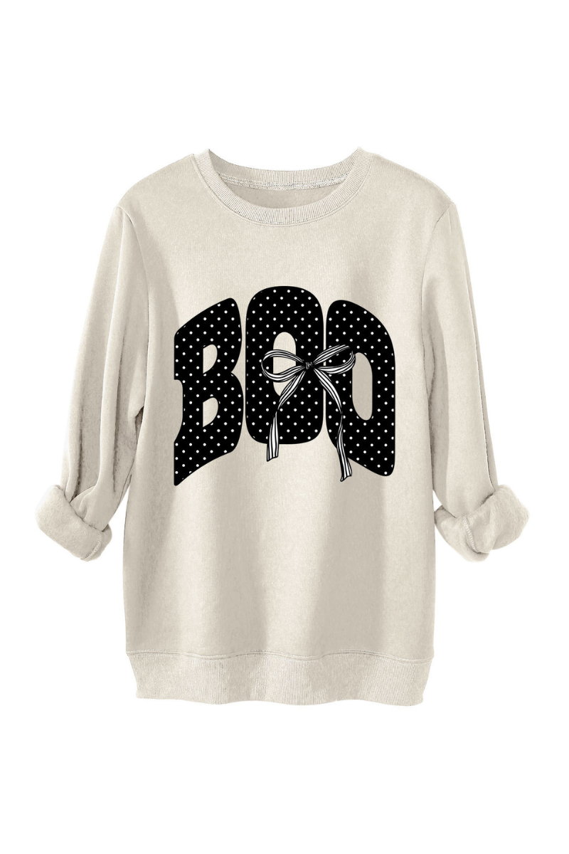 Women's Fall Boo Graphic Polka Dot Print Halloween Pullover