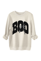 Women's Fall Boo Graphic Polka Dot Print Halloween Pullover