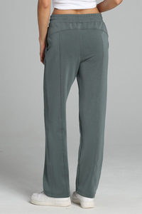 Women's Modal Air Layer Solid Sports Straight-Leg Pants