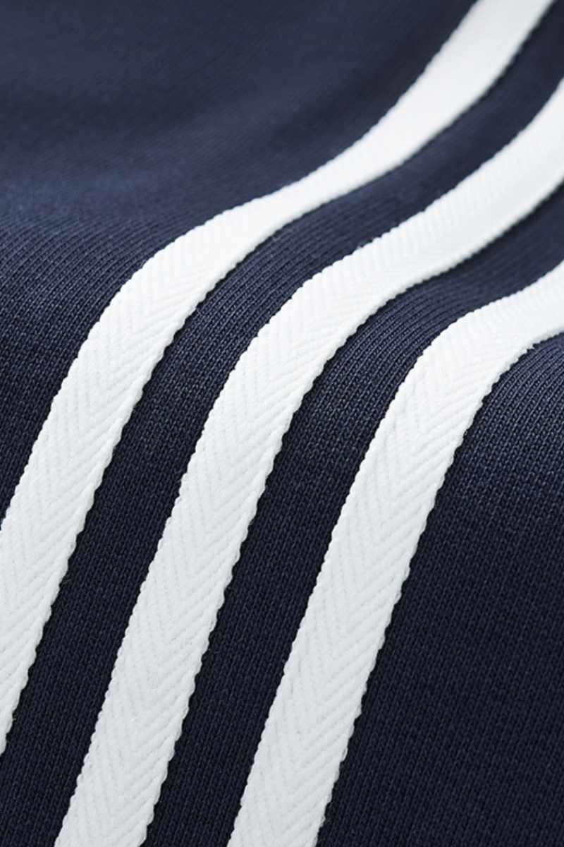 Unisex Preppy Fall 100% Cotton Side Striped Trim Sweatshirt