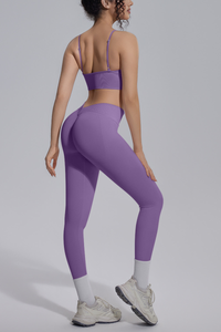 Women's Seamless Triangle Cup Bra&No Front Seam Legings Set