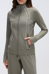 Women's Fall Stand Collar Two-way Zipper Sports Jacket