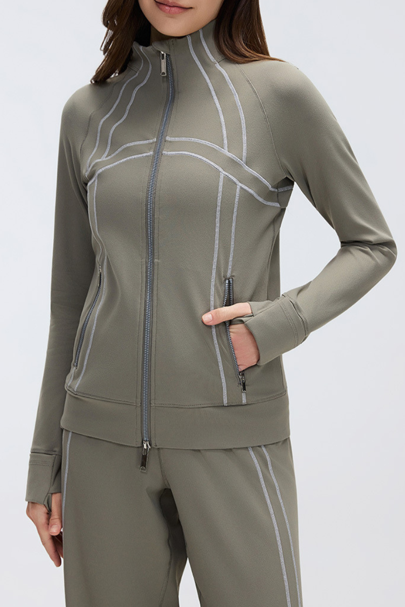 Women's Fall Stand Collar Two-way Zipper Sports Jacket