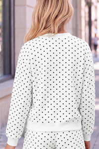 Unisex Fall Cozy Fleece Polka Dot Mockneck Sweatshirt