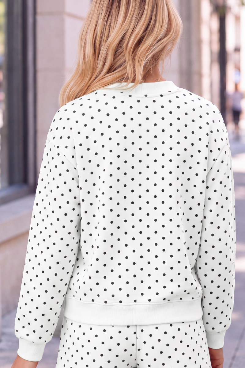 Unisex Fall Cozy Fleece Polka Dot Mockneck Sweatshirt