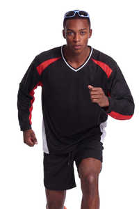 Men's V-Neck Color Block Breathable Mesh Panel Sports Jersey