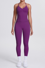 High-Waist Seamless Yoga Set - Halter Neck, Quick-Dry Fitness Outfit