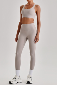 Women's Wide Strap Sports Bra & No Front Seam Leggings Set