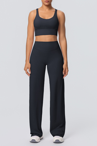 Women's Set:U-neck Sexy Crisscrossed  Bra And Wide Leg Pants
