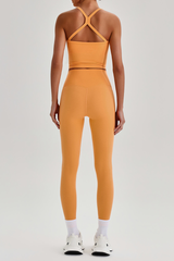Women's Square Cross Back Tank Top &High Rise Leggings Set