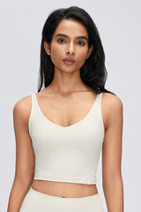 Women's Naked Feeling V Neck Padded Sports Yoga Bra