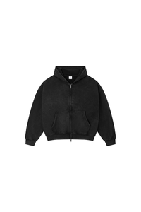 Unisex Fall 100% Cotton Retro Boxy Two-Way Zip Hooded Jacket