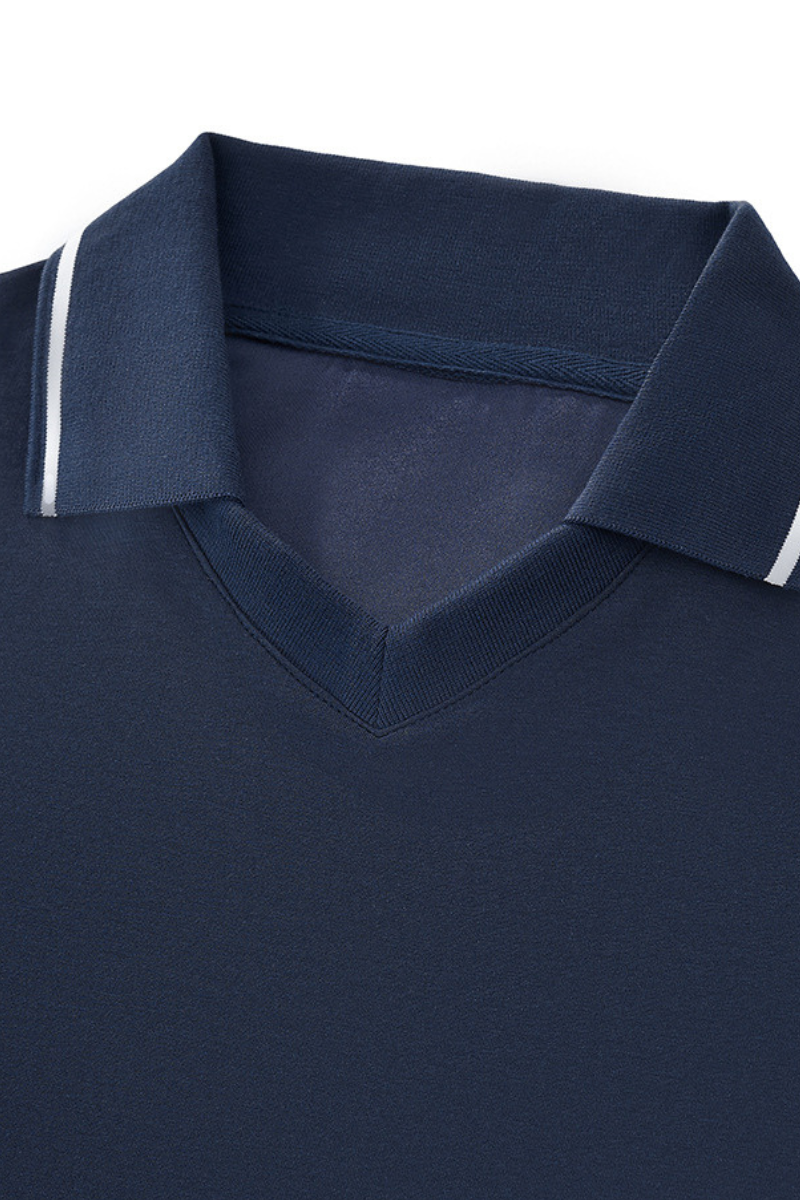 Men's Fall V-Neck Polo Collar Detachable-Sleeve Sweatshirt