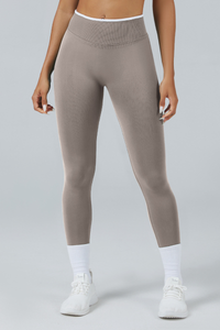 Women's Color Contrast Trim Seamless High Waist Yoga Leggings