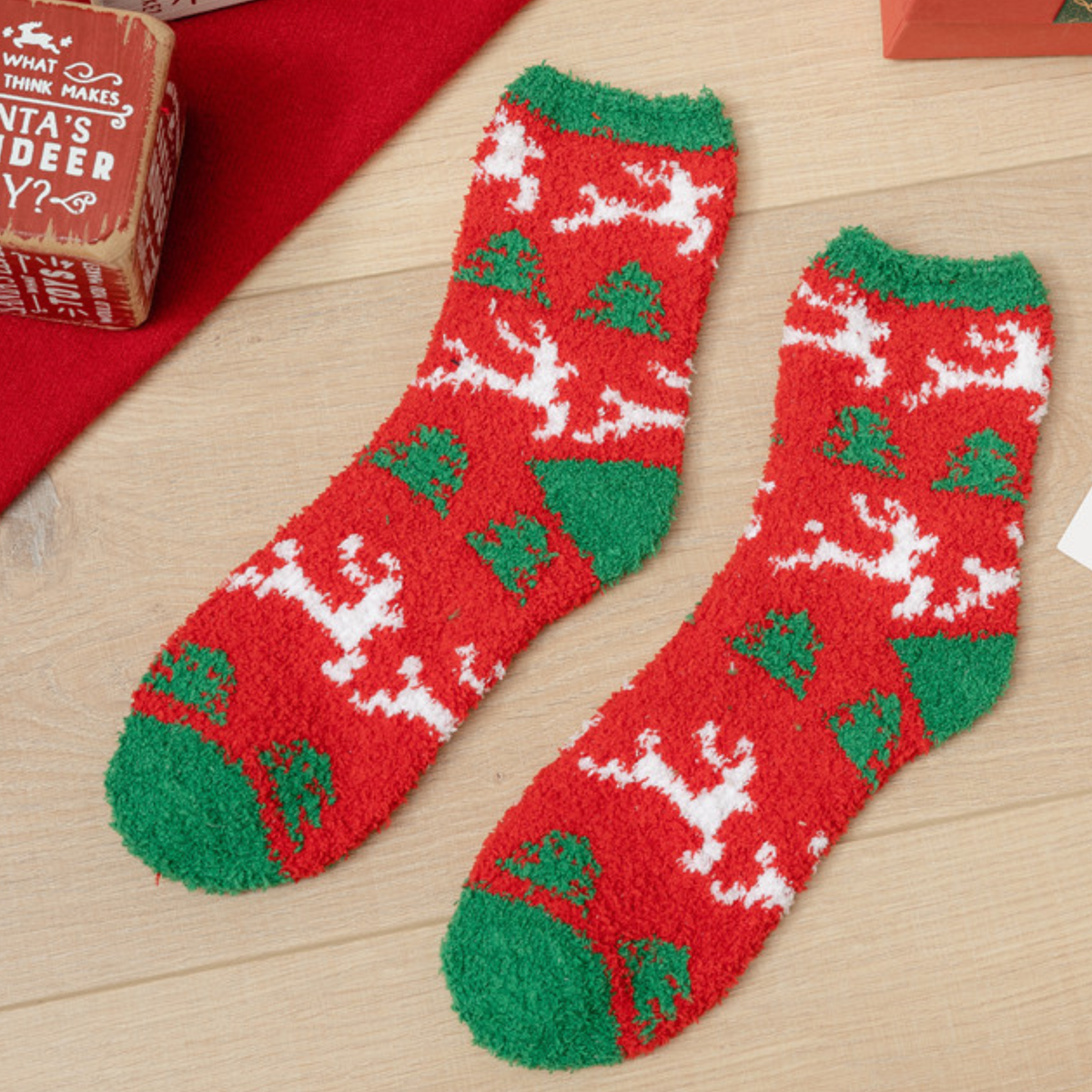 Women's Multicolor Christmas Gift Coral Fleece Socks