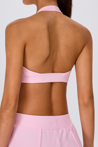 Women's Halter V-Neck Padded Backless Sports Yoga Bra