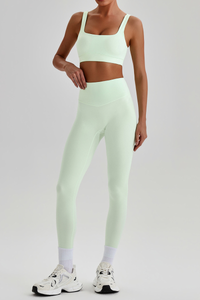 Women's Wide Strap U-neck Bra & High Waist Yoga Leggings Set
