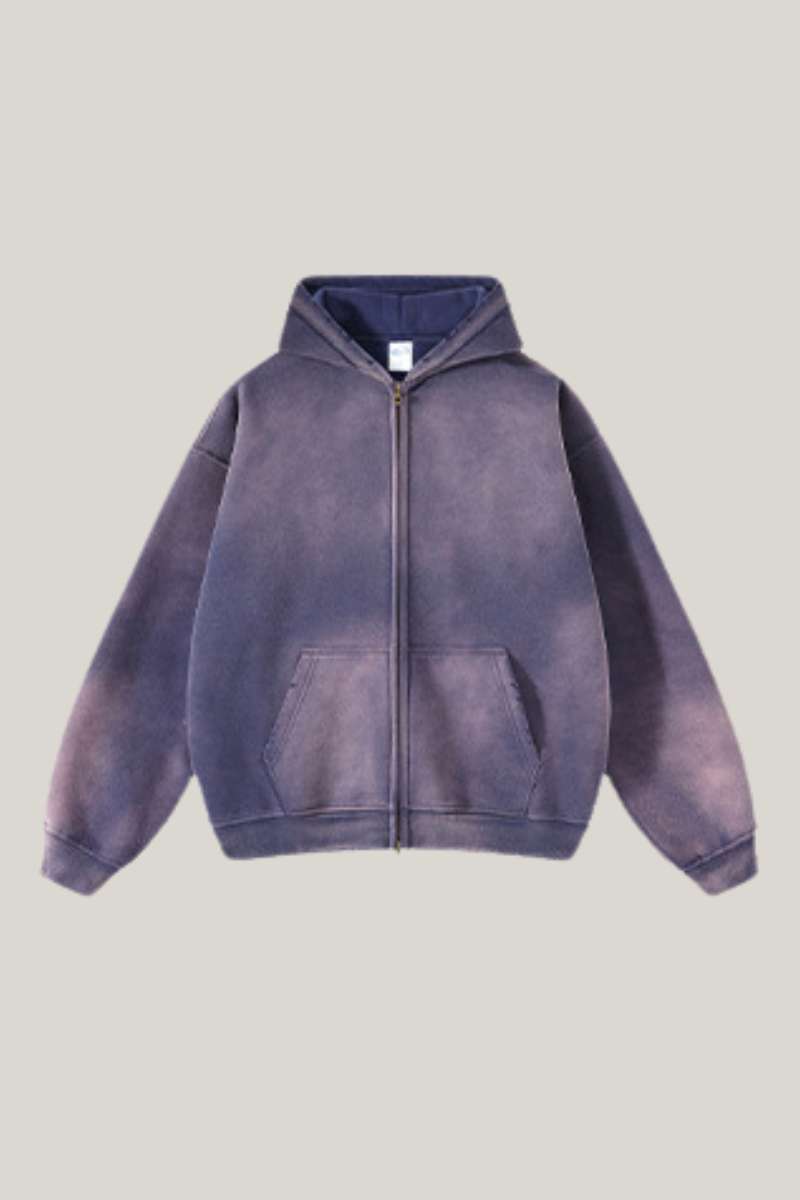 Unisex 360G Heavyweight Washed Distressed Hooded Jacket
