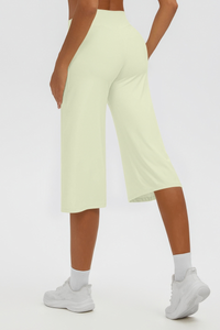 Women's Brushed Mid Waist Wide Leg Capri Yoga Pants