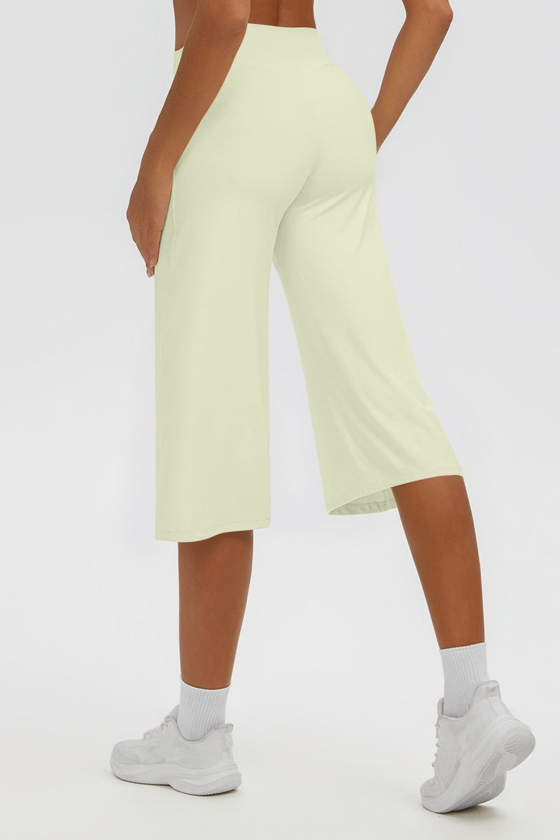 Women's Brushed Mid Waist Wide Leg Capri Yoga Pants