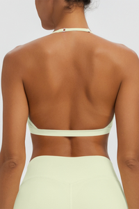 Women's Naked Feel Padded Halter V Neck Sports Bra
