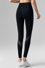 Women's Mesh-Panel High-Waisted Leggings with Side Pockets