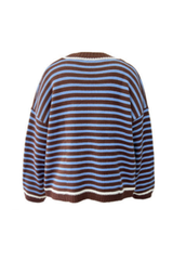 Women’s Winter Boho Striped Contrast Trim Knit Sweater