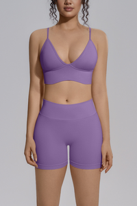 Women's Seamless Triangle Cup Bra And Yoga Shorts Set
