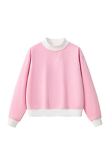 Women's Fall Cozy Fleece Mock Neck Color Block Sweatshirt