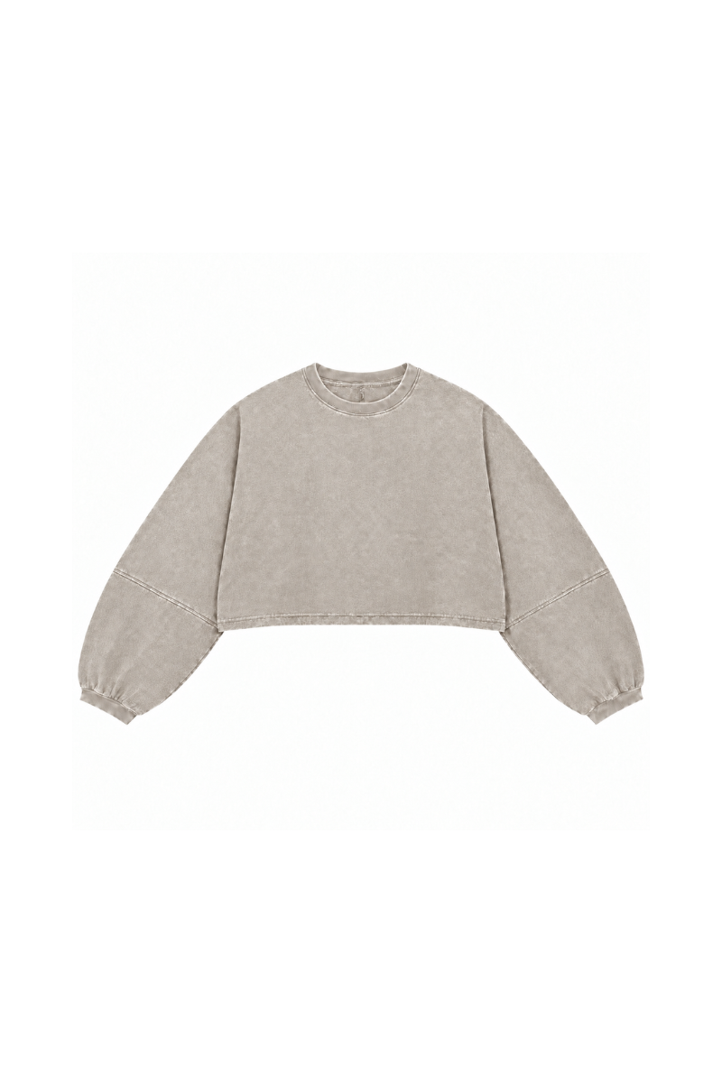 Womens Vintage Washed Cropped Crewneck Sweatshirt