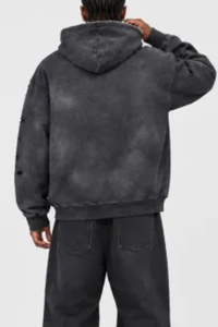 Unisex Fall 100% Cotton Distressed Ripped Hoodie