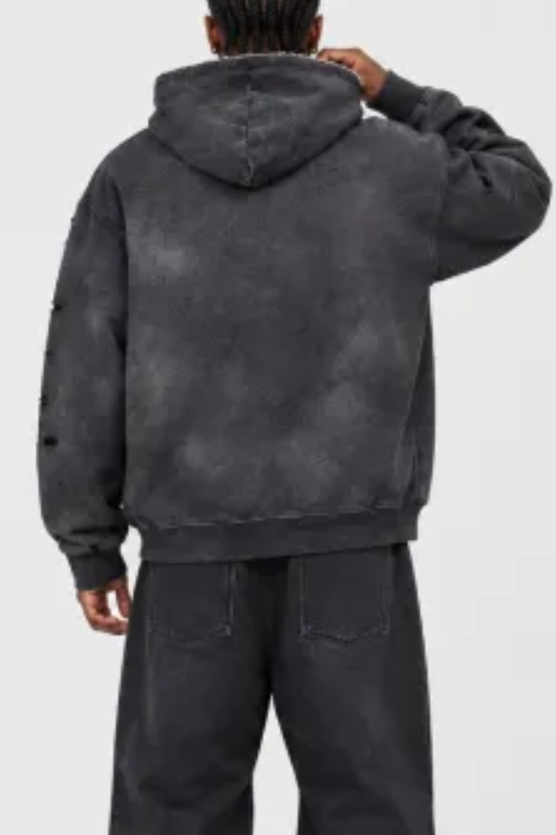 Unisex Fall 100% Cotton Distressed Ripped Hoodie