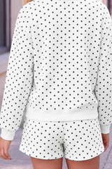 Unisex Fall Polka Dot Elastic Waist Drawstring Casual Shorts