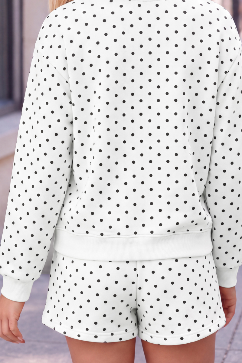 Unisex Fall Polka Dot Elastic Waist Drawstring Casual Shorts