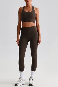 Women's Bare Feel  Cross Back Bra & High Waist Leggings Set