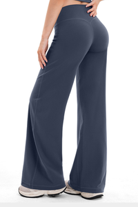 Women's High Waist V-Seam Butt Lifting Draped Wide Leg Pants