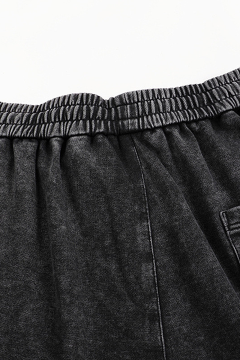 Unisex Fall Washed Adjustable Drawstring Hem Sweatpants