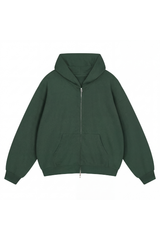 Unisex Fall Relaxed Drop Shoulder Full Zip Hooded Jacket