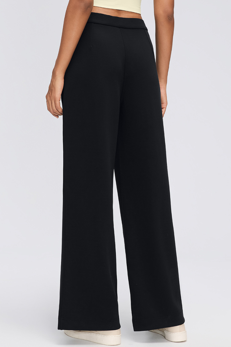 Women's Fall Center Pleat Hidden Card Pocket Wide Leg Pants