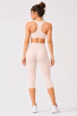 Women's Racerback Sports Bra & Capri Leggings Workout Set