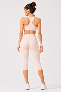 Women's Racerback Sports Bra & Capri Leggings Workout Set