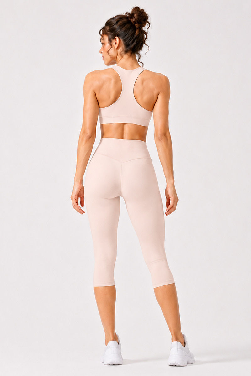 Women's Racerback Sports Bra & Capri Leggings Workout Set