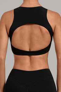 Women's High Neck Padded Racerback Cropped Sports Bra