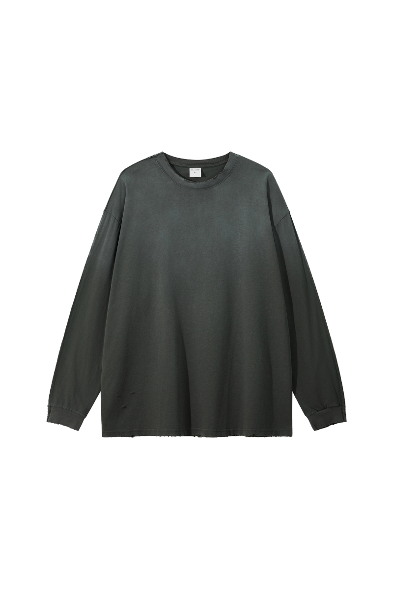 Men's Fall 100%Cotton Vintage Washed Drop Shoulder Pullover